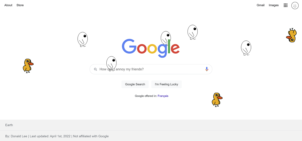 Google Memes โ Google UI with a Rick roll
