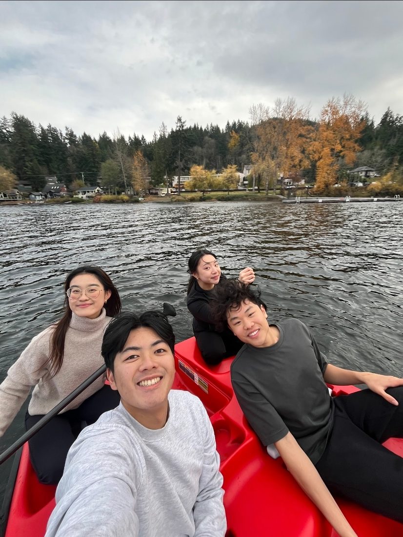 Pedal boating in a lake